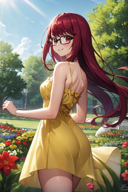 2496960-1504425782-masterpiece, best quality, absurdres, perfect anatomy, 1girl, solo, Yoshizawa Sumire, long hair, glasses, from behind, sundress,.png